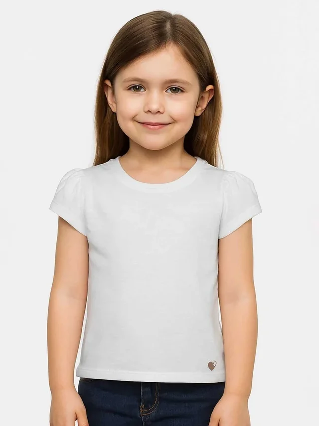 Girls Short Sleeve White T-Shirt - 3YRS, WHITE