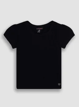 Girls Short Sleeve Black T-Shirt - 4yrs, BLACK