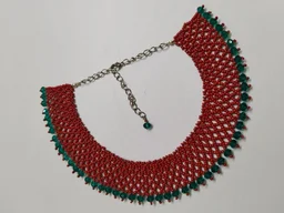 FASHIONIFYY RED Collar Necklace Set -J341 - RED n GREEN, 1