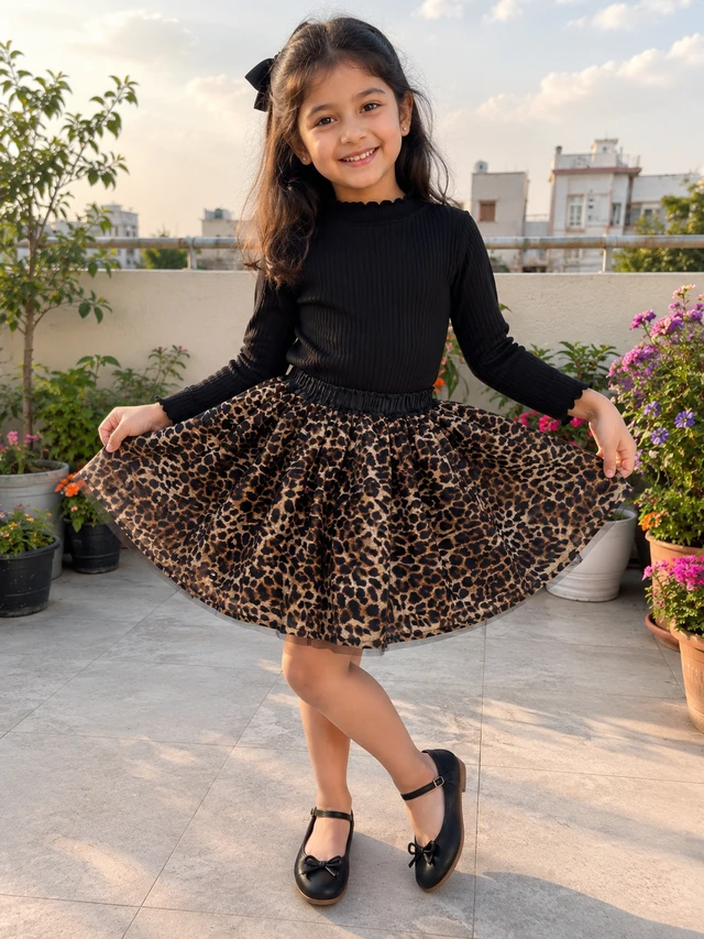 Tiger Print 3-Layer Ballet Skirt for Girls | Fashionifyy  