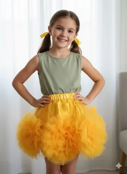 FASHIONIFYY YELLOW Flower Skirt for Girls | Fashionifyy -A447 - 6 YEARS, YELLOW, 1