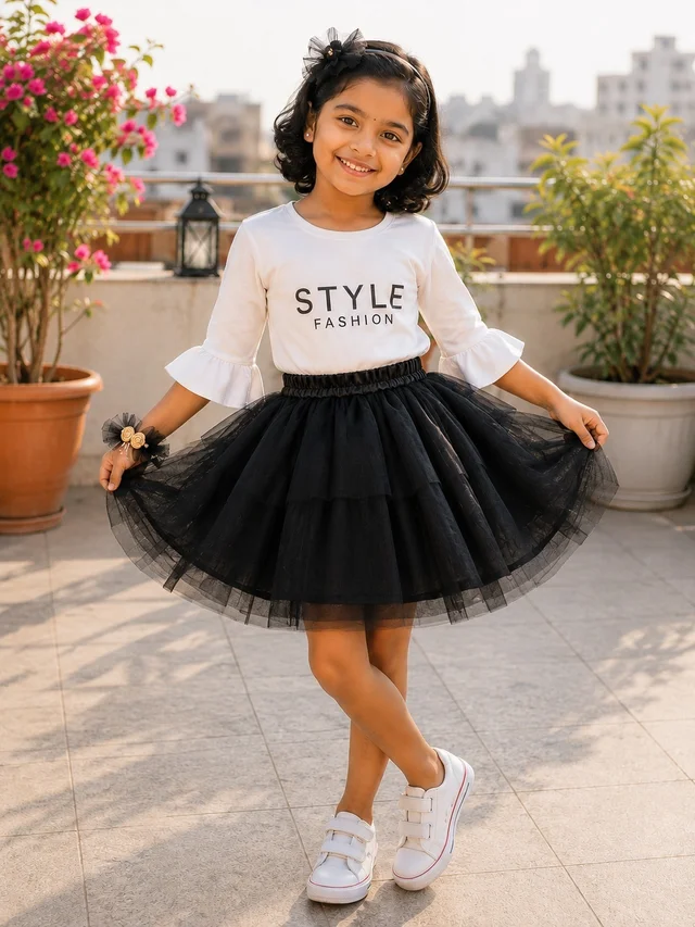 FASHIONIFYY BLACK BALLET Skirt & accessories for Girls | Fashionifyy - 6yr, BLACK