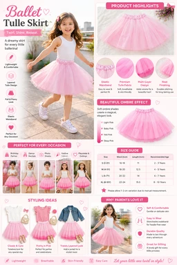 FASHIONIFYY PINK BALLET Skirt & accessories for Girls | Fashionifyy - 6yr