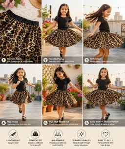 FASHIONIFYY Tiger Print 3-Layer Ballet Skirt for Girls | Fashionifyy - 4yr