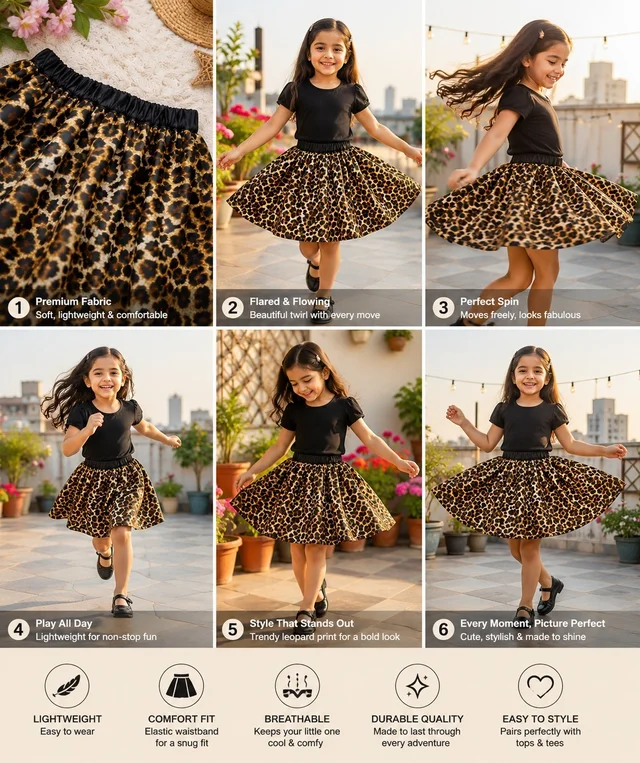 FASHIONIFYY Tiger Print 3-Layer Ballet Skirt for Girls | Fashionifyy - 4yr