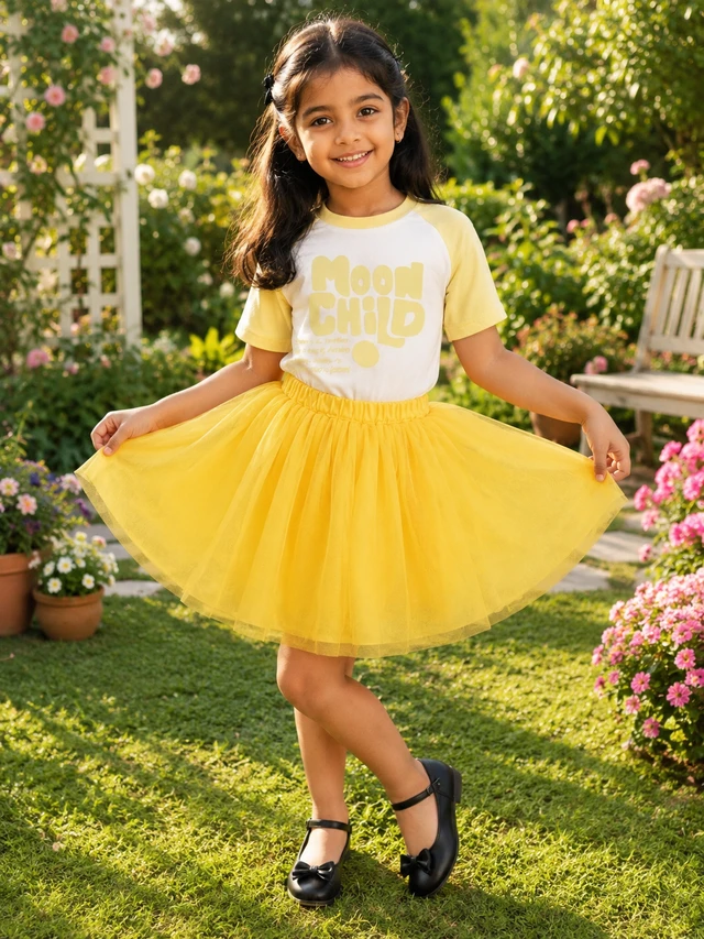 YELLOW BALLET Skirt & T-Shirt Set for Girls | Fashionifyy