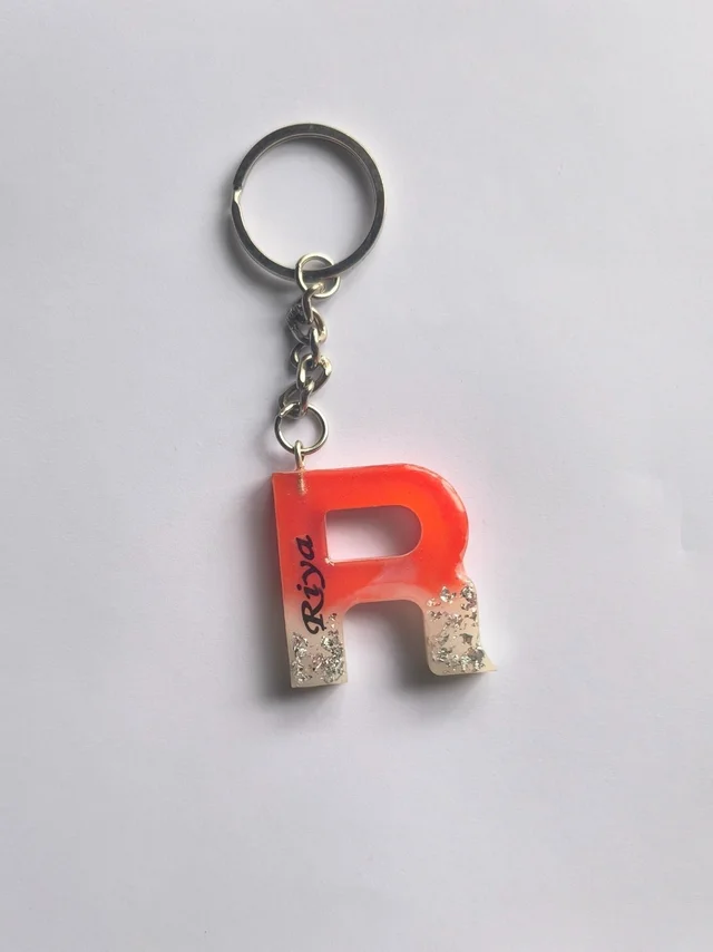 Red Letter Keychain with name - Red and White