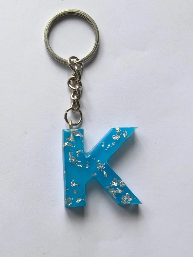 Blue letter with silver flakes - 3.9 cm, Blue