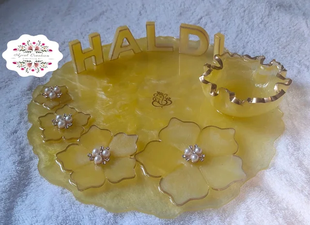 Haldi Thali 104 - 10", Yellow