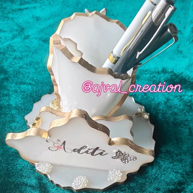 Pen Stand - White, 5" x 4.5"