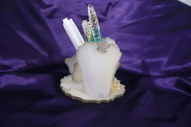 Pen Stand - White, 5" x 4.5"