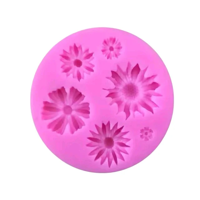 6 Cavity Flower Silicone Mould - Hot Pink, 7.5 cm