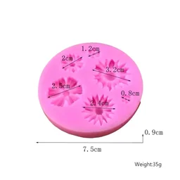 6 Cavity Flower Silicone Mould - Hot Pink, 7.5 cm
