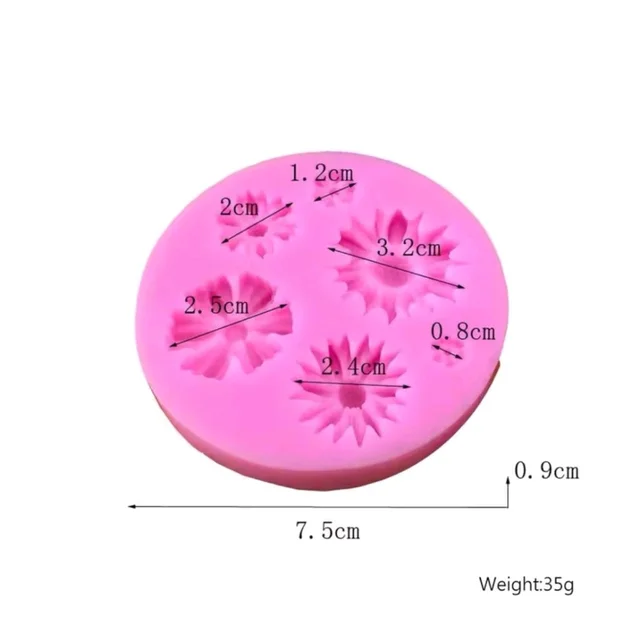 6 Cavity Flower Silicone Mould - Hot Pink, 7.5 cm