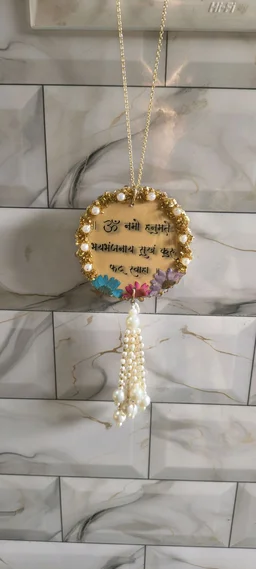 Hanuman Ji car hanging with mantra (Both side) - 3"