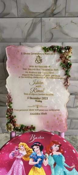 Resin Wedding Kankotri / Invitation - White, 9x12 Inch