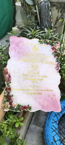 Resin Wedding Kankotri / Invitation - White, 9x12 Inch