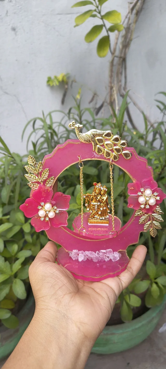 Resin Jhula With Light - Persian Pink, 5"
