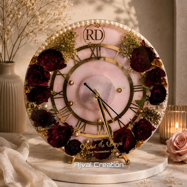 Varmala preservation Clock - Pink Lace, 12"