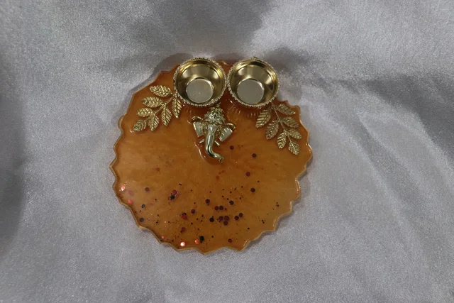 Orange Pooja Plate - Orange Peel