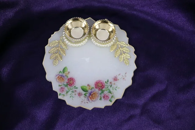 White Pooja Plate - White, 5 Inch