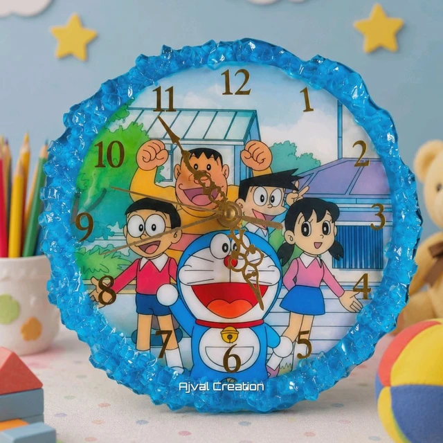 Doraemon Photo Clock - Bright Turquoise