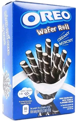 Oreo Wafer Roll with Vanilla Cream – Crispy Chocolate Rolls with Smooth Creamy Filling