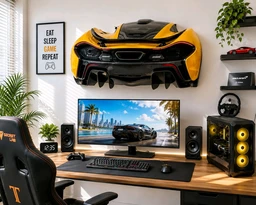 Okashi Velocity™ Premium Supercar Wall Art | 3D Luxury Automotive Décor for Gamers & Men | Perfect Gift for Car Lovers