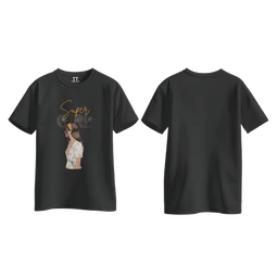 Trendy Togs Super Girl Cotton T-shirt For Girls - XS, Black