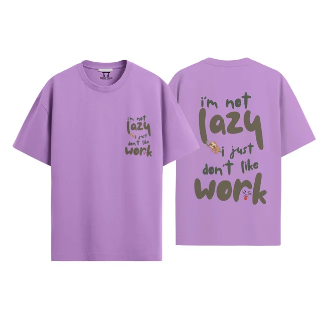 Trendy Togs I AM Not Lazy , I Just Don't Like Work Cotton Oversized T-shirt - L, Purple
