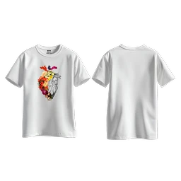 Trendy Togs Floral Anatomical Heart Printed Cotton T-shirt For Girls - L, White