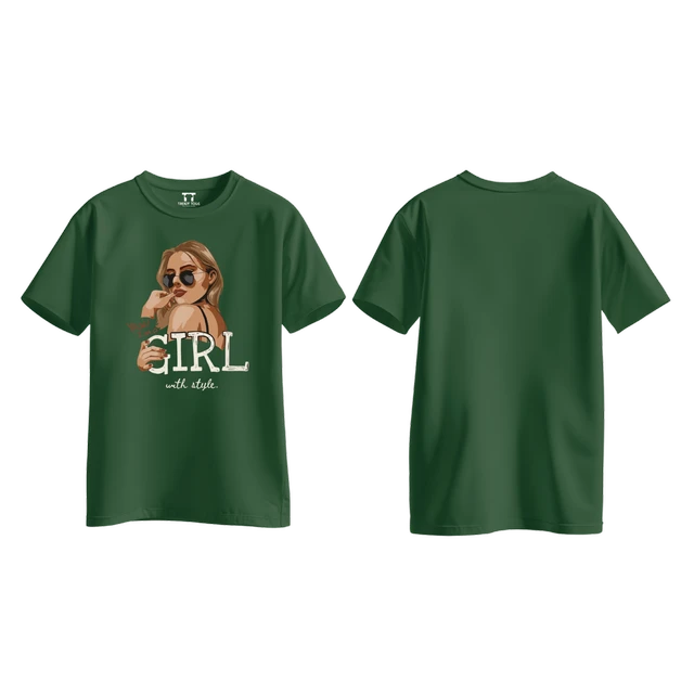 Trendy Togs Yeah I’m a Girl With Style – Stylish Fashion Cotton T-shirt For Girls - L, Forest Green