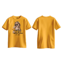Trendy Togs Yeah I’m a Girl With Style – Stylish Fashion Cotton T-shirt For Girls - L, Yellow