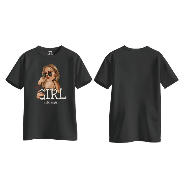 Trendy Togs Yeah I’m a Girl With Style – Stylish Fashion Cotton T-shirt For Girls - L, Black