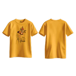 Trendy Togs Never Hide Your Wings – Floral Butterfly Inspirational Cotton T-shirt For Girls - L, Yellow