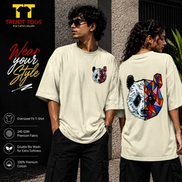 Trendy Togs Panda Fusion Cotton Oversized T-shirt - S, OFF White