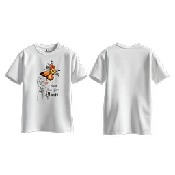 Trendy Togs Never Hide Your Wings – Floral Butterfly Inspirational Cotton T-shirt For Girls - M, White