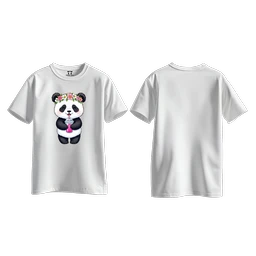 Trendy Togs Cute Floral Panda Bubble Drink Cotton T-shirt For Girls - L, White