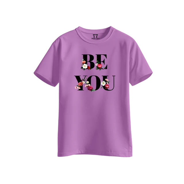 Trendy Togs Be You Bloom Edition Cotton T-shirt For Girls - L, Purple