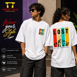 Trendy Togs Lost In The Mountains Cotton Oversized T-shirt - S, White