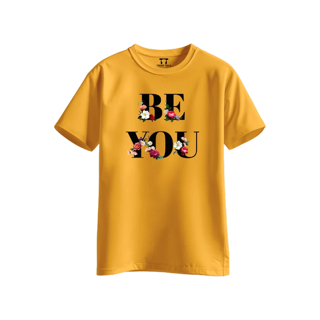 Trendy Togs Be You Bloom Edition Cotton T-shirt For Girls - L, Yellow