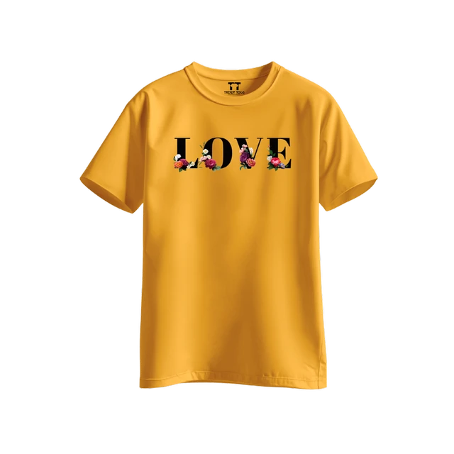 Trendy Togs Love Bloom Edition Cotton T-shirt For Girls - XL, Yellow