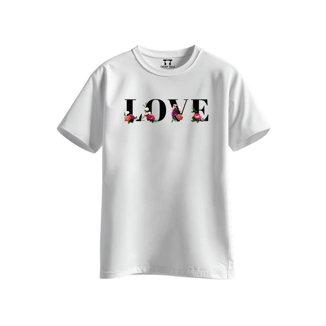 Trendy Togs Love Bloom Edition Cotton T-shirt For Girls - M, White