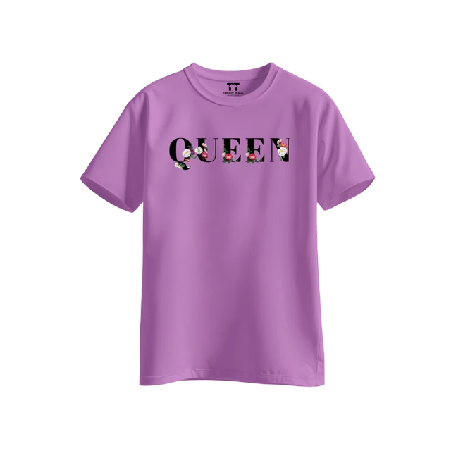 Trendy Togs Queen Bloom Edition Cotton T-shirt For Girls - L, Purple