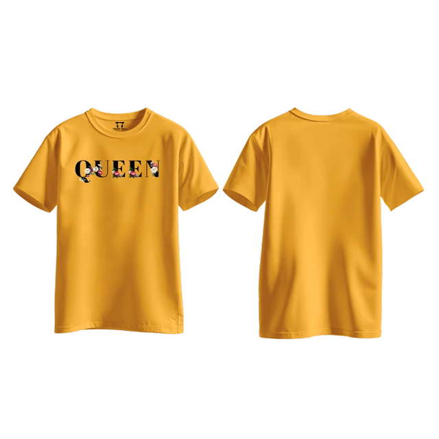 Trendy Togs Queen Bloom Edition Cotton T-shirt For Girls - M, Yellow