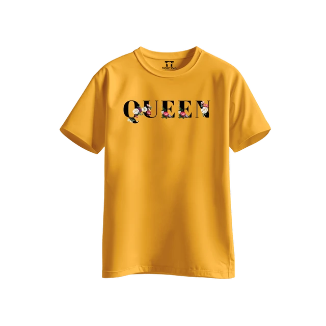 Trendy Togs Queen Bloom Edition Cotton T-shirt For Girls - L, Yellow
