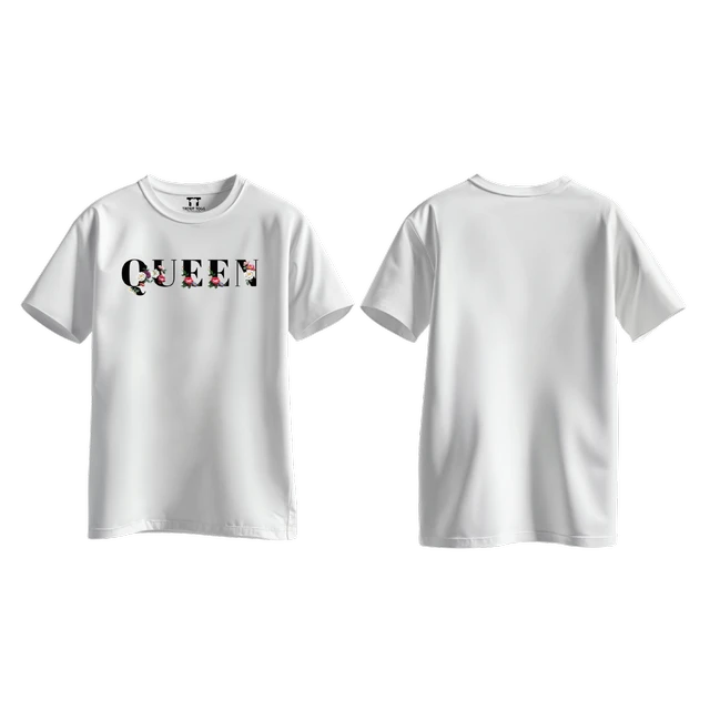 Trendy Togs Queen Bloom Edition Cotton T-shirt For Girls - XL, White