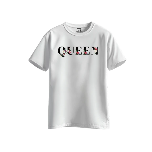 Trendy Togs Queen Bloom Edition Cotton T-shirt For Girls - S, White