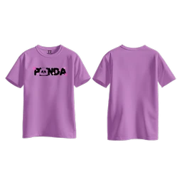 Trendy Togs Panda Bloom Cotton T-shirt For Girls - XL, Purple