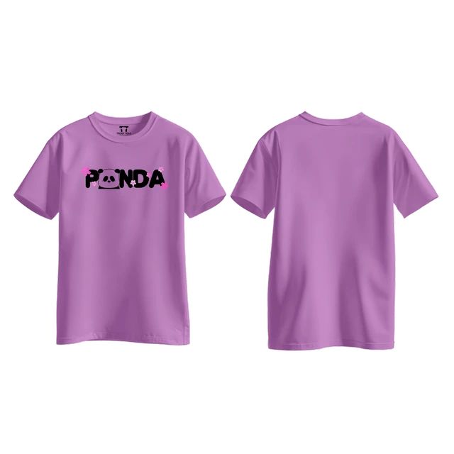 Trendy Togs Panda Bloom Cotton T-shirt For Girls - XL, Purple